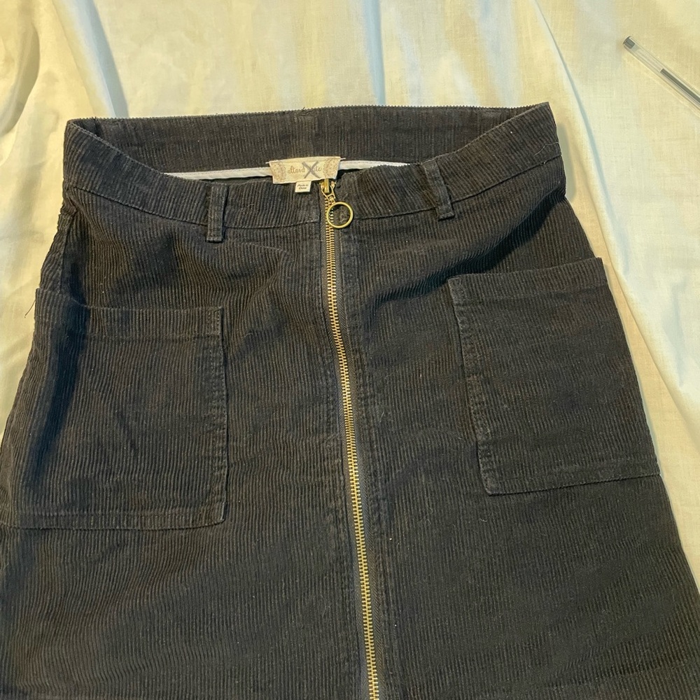 Altar'd State Charcoal Corduroy Skirt with Gold Zipper